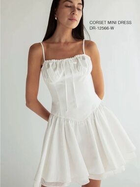 Oak and Fort NWT White Corset Spaghetti-Strap Mini Dress